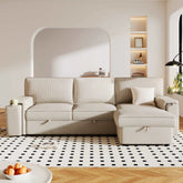 Bellemave® 96.1" Upholstery Sleeper Sectional Sofa with Storage Bags and 2 cup holders on Arms - Bellemave